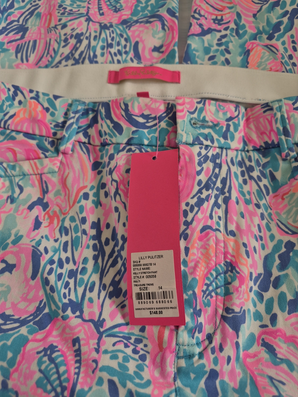 NWT Lilly Pulitzer Kelly Stretch Pant Multi Treasure Trove Size 14